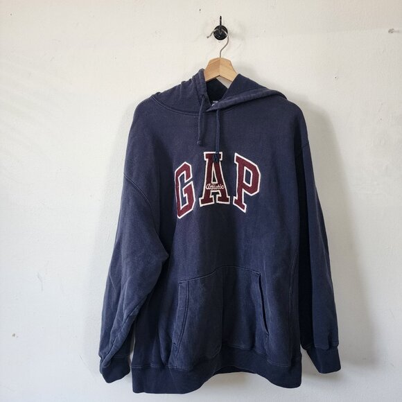 Mens Y2k Gap Hoodie Sweatshirt Navy Blue Red Large Made in Korea